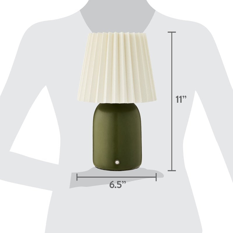 Rechargeable LED Portable Table Lamp with Dimmable Touch Sensor - Green, White Shade