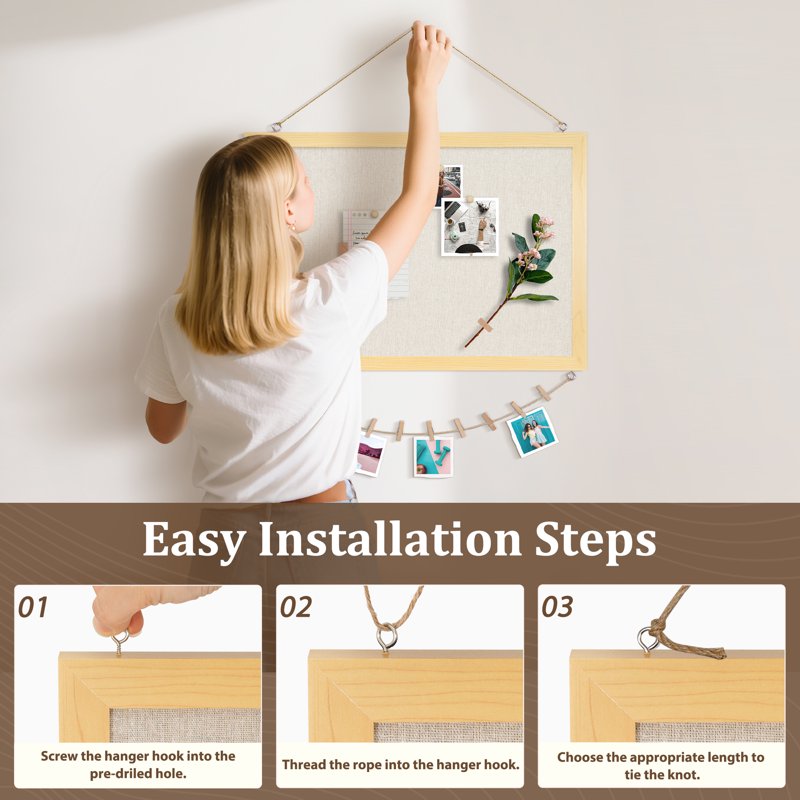Double-Sided Bulletin Board 18x24 Inches Linen Cork Wall Decor Office Home Kitchen