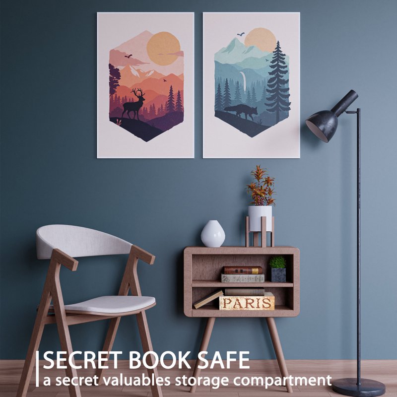 Fireproof Book Safe with Combination Lock and Hidden Storage, 10.5 x 7.9 inches