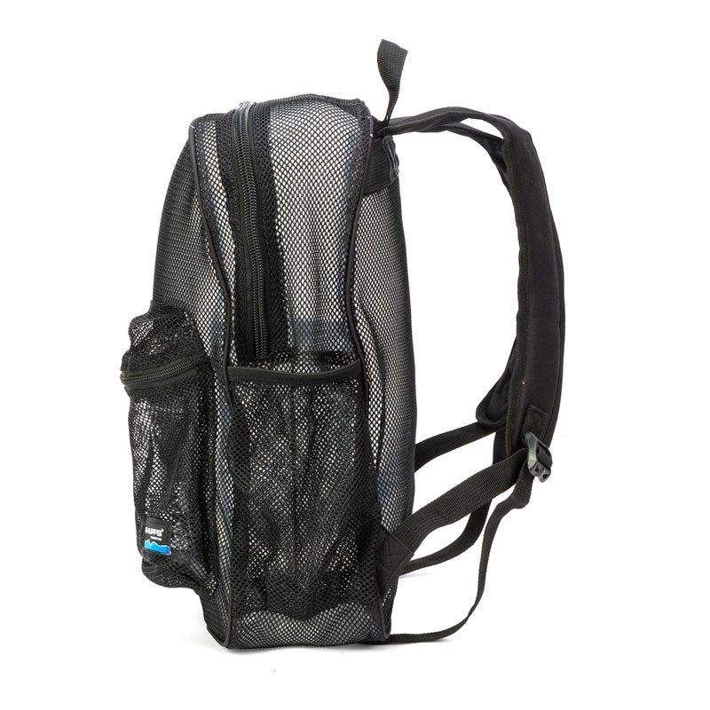 Unisex Mesh School Backpack with Large Zipper & Side Pockets - Black, Navy, White, Royal