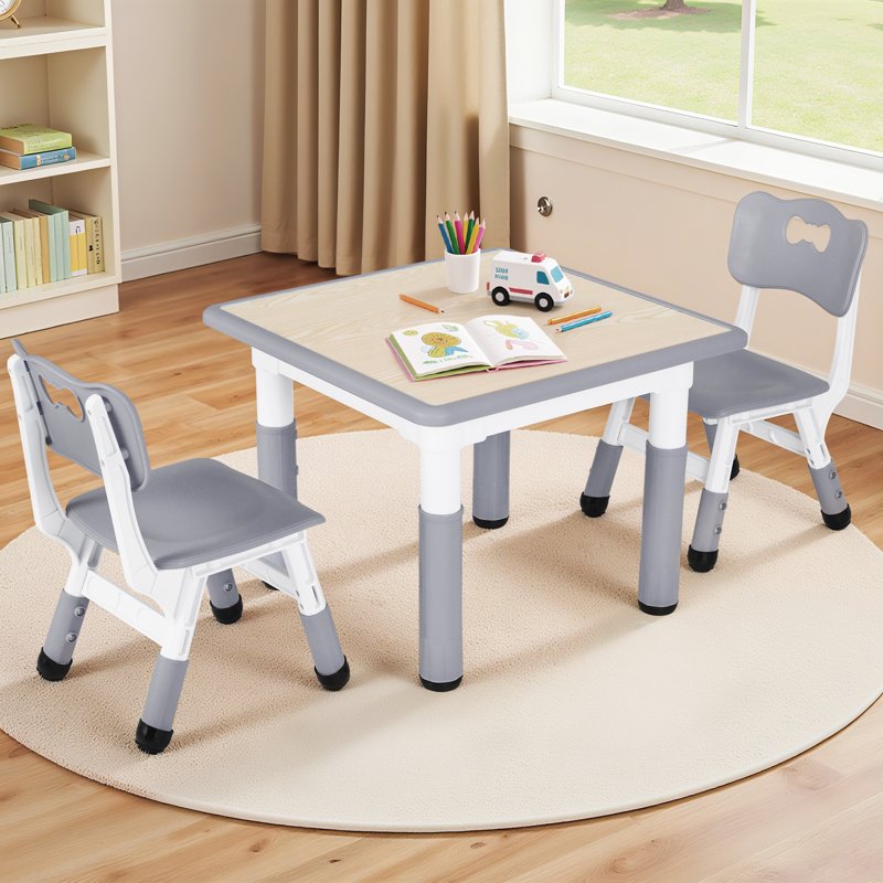 Kids Adjustable Activity Table and Chair Set with Graffiti Desktop - Safe Toddler Furniture for Daycare & Home