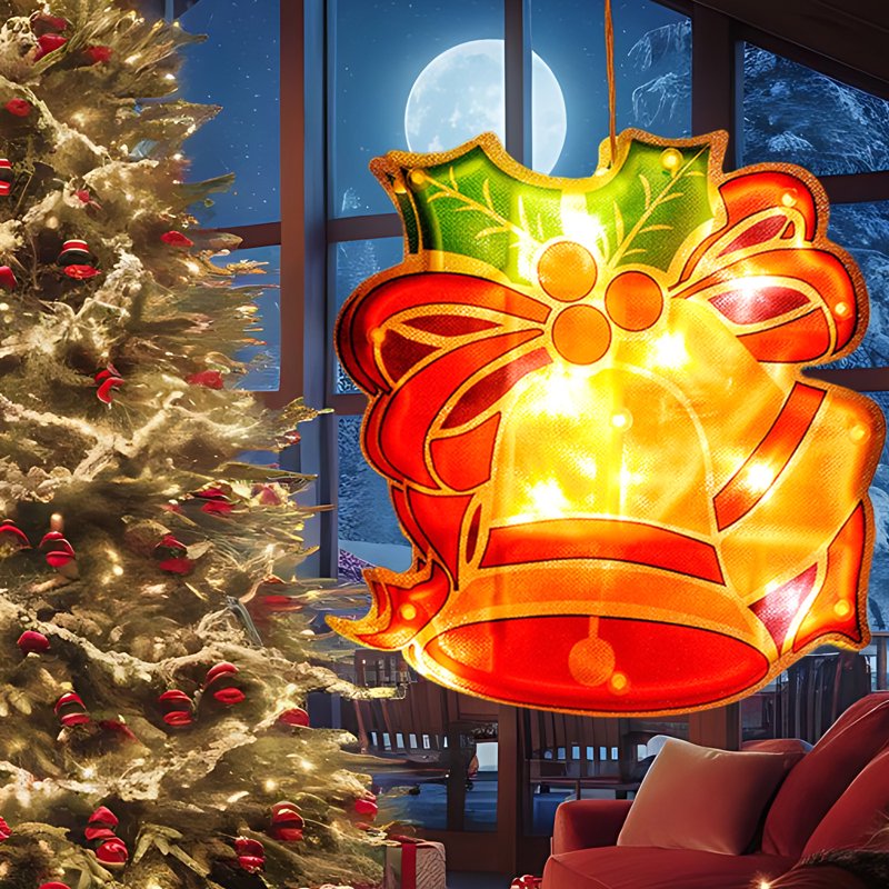 Christmas Window Hanging Lights with Suction Cups - Battery Operated Indoor Decor