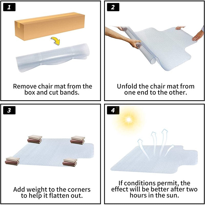 Office Chair Mat for Low-Pile Carpet 48x36 Inches Clear PVC Floor Protector with Lip