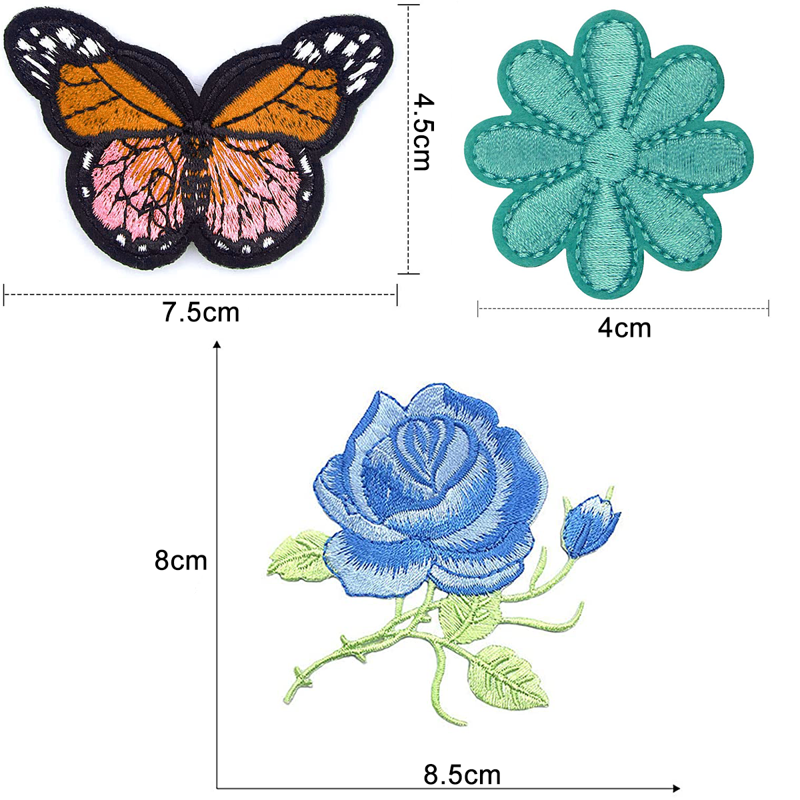 23-Piece Flower Embroidered Iron-On & Sew-On Patches for Clothing DIY