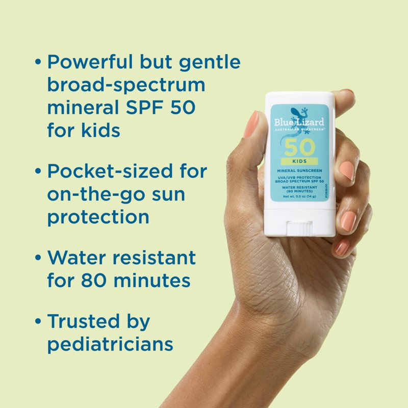 Kids Mineral SPF 50 Sunscreen Stick with Zinc Oxide - Water-Resistant, Travel-Friendly