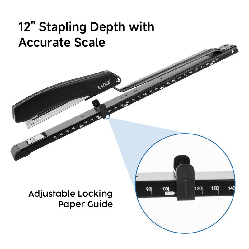 Heavy Duty Long Reach Stapler for Large Documents - 12-Inch, 10-Sheet Capacity