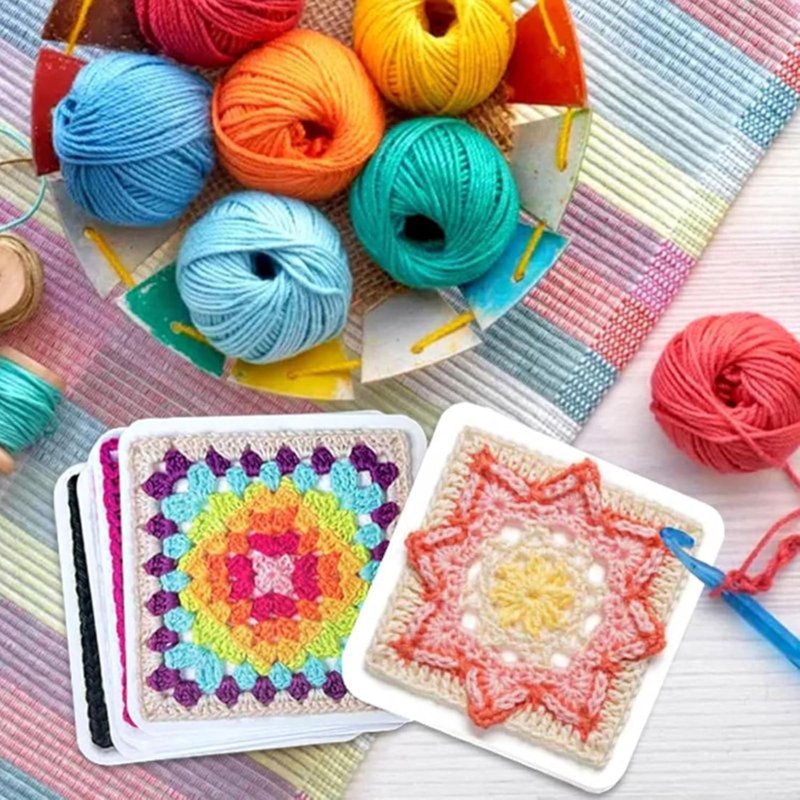 Crochet Pattern Deck 50pcs for Granny Squares & Craft Planning
