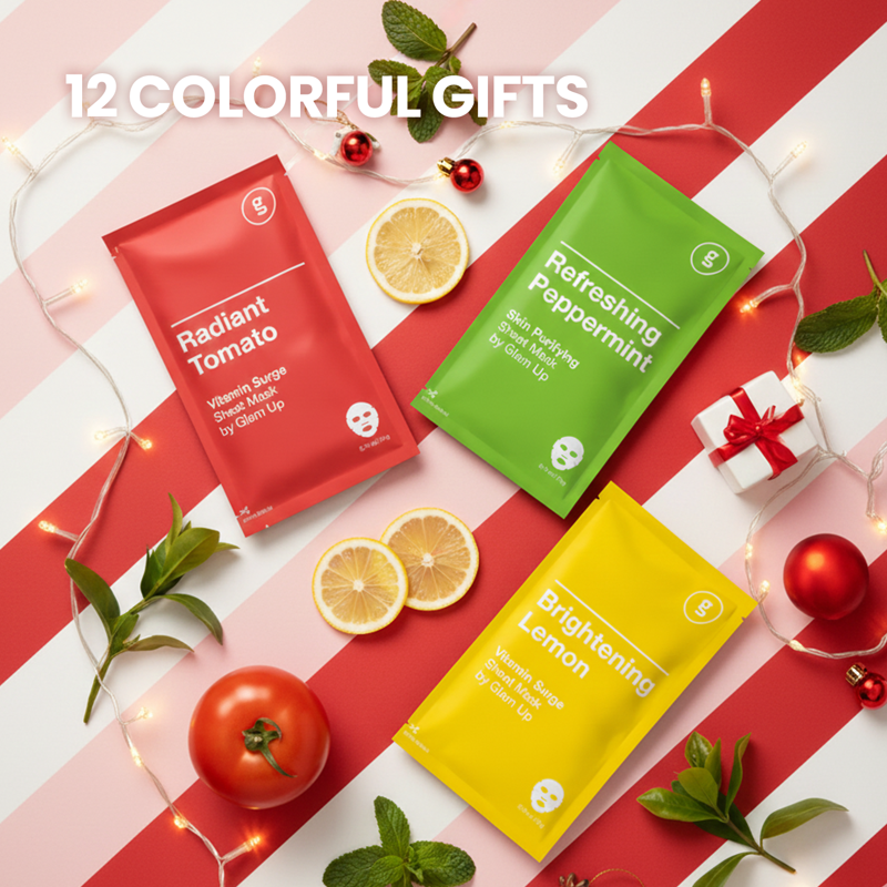 Premium Facial Sheet Mask Set - 12 Varieties for Hydrating Brightening & Pore Care