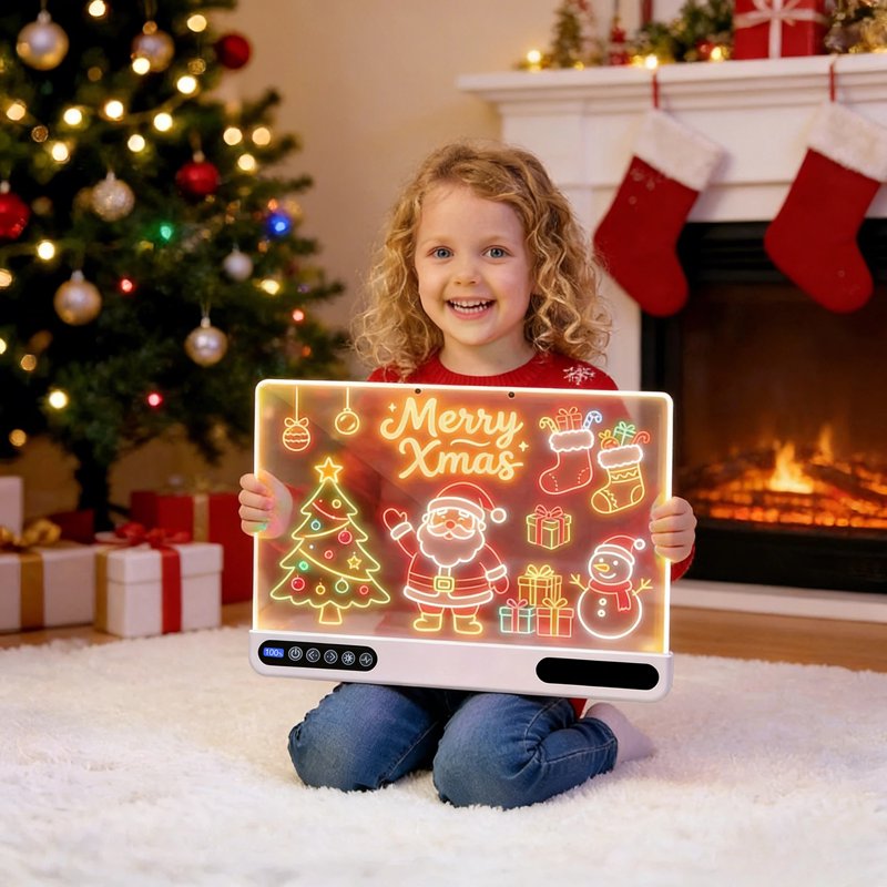 Rechargeable LED Drawing Board for Kids 16-Inch Neon Light Art Doodle Pad