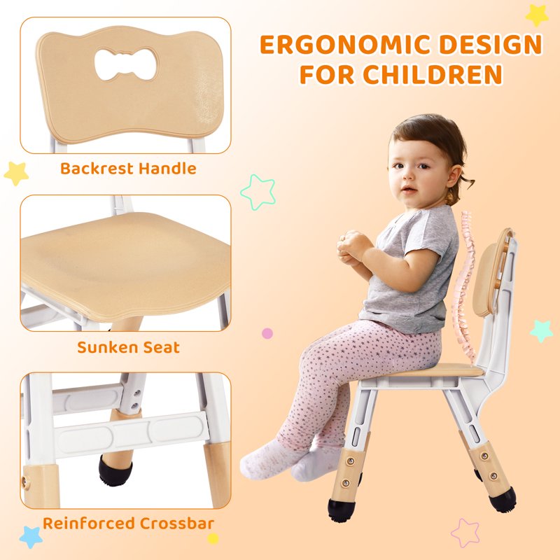 Kids Table and 6 Chairs Set with Height Adjustment and Waterproof Surface