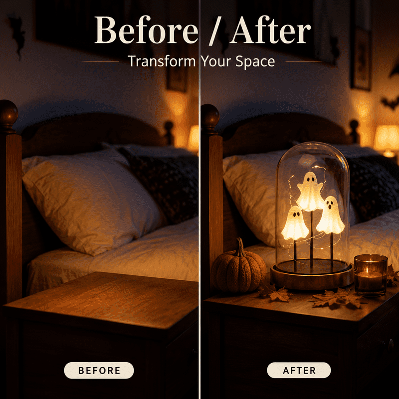 Lighted Ghost Dome Decor for Halloween Indoor Tabletop Display