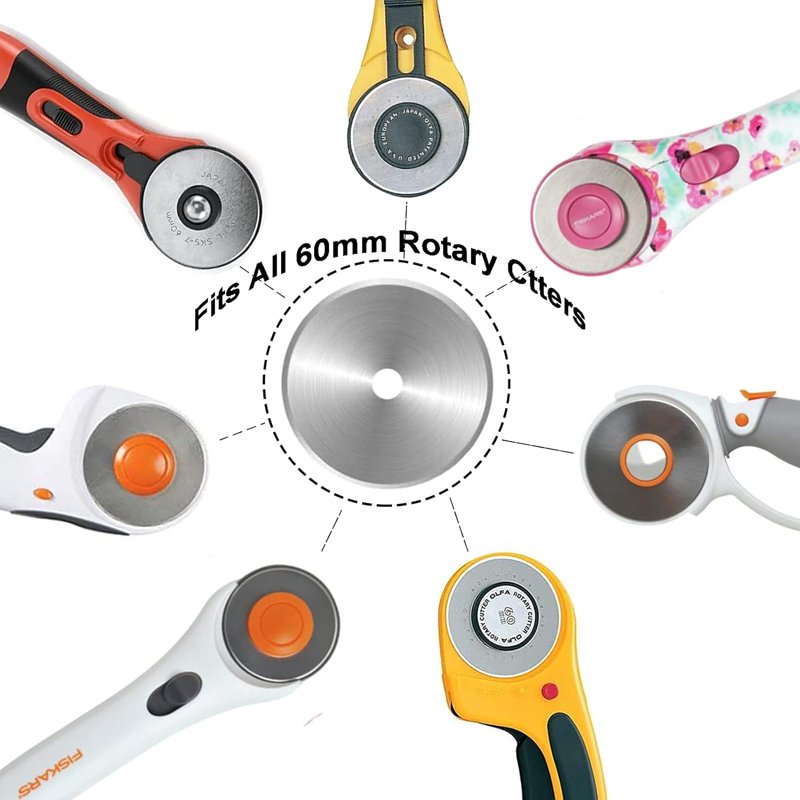60mm Rotary Cutter Blades 10-Pack Replacement for Fiskars & Olfa