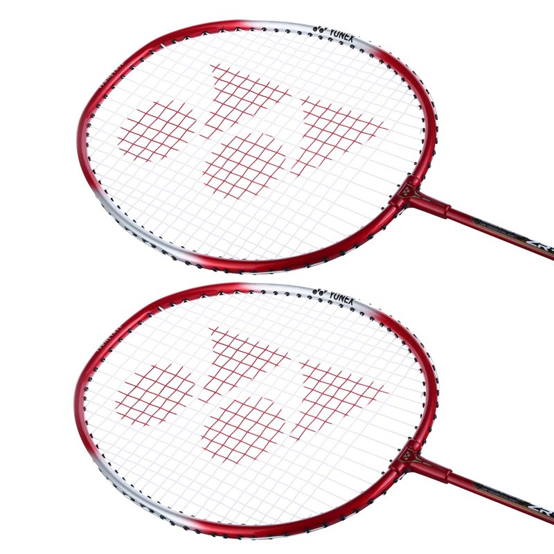 Lightweight Aluminium Badminton Racquet Set - 2 Rackets with Covers, Red