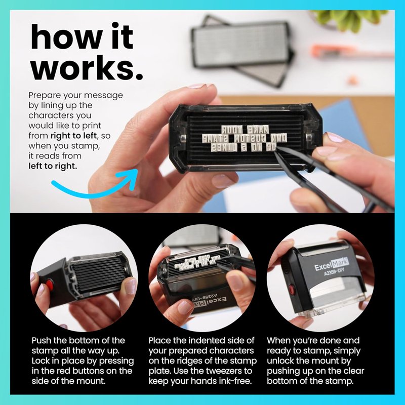 Large Custom Self-Inking Rubber Stamp Kit for Personalized Messages