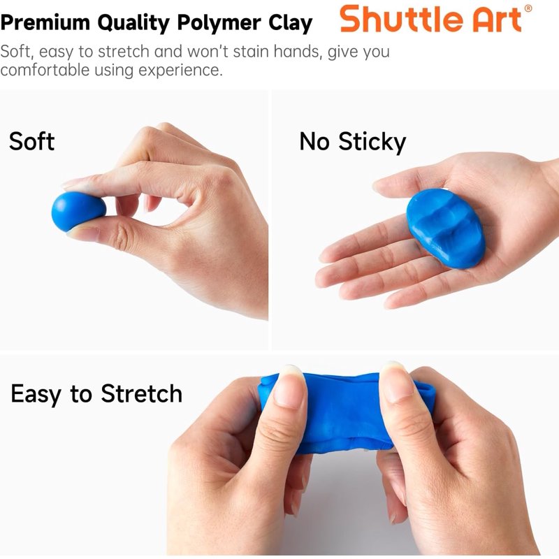 Polymer Clay Set with 50 Colors & 19 Tools - Oven Bake Craft Kit for Kids & Beginners
