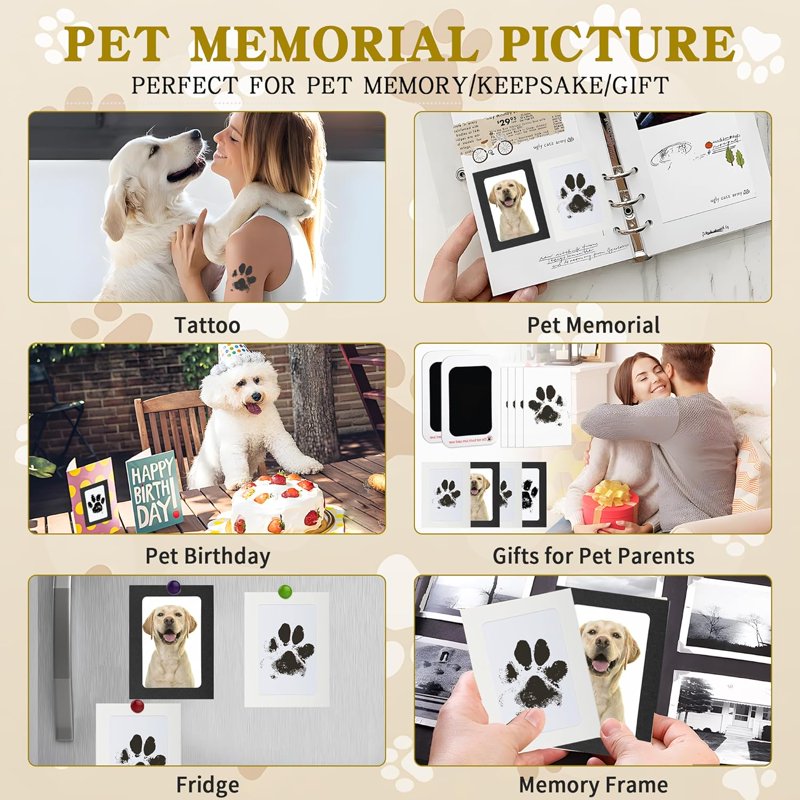 Pet Paw Printing Kit for Dog & Cat Memory Keepsake - Inkless Impression Set