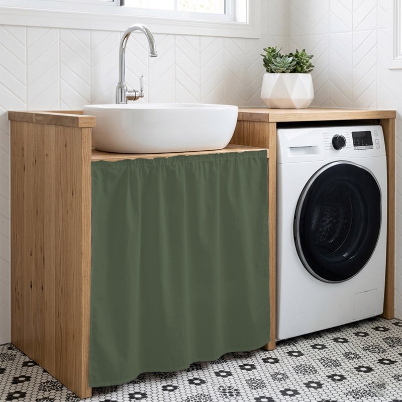 Green Cabinet Curtain for Kitchen & Bathroom Privacy - Multiple Sizes