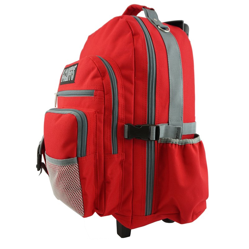 Heavy Duty Rolling School Backpack with Multiple Pockets, Water-Resistant, Red