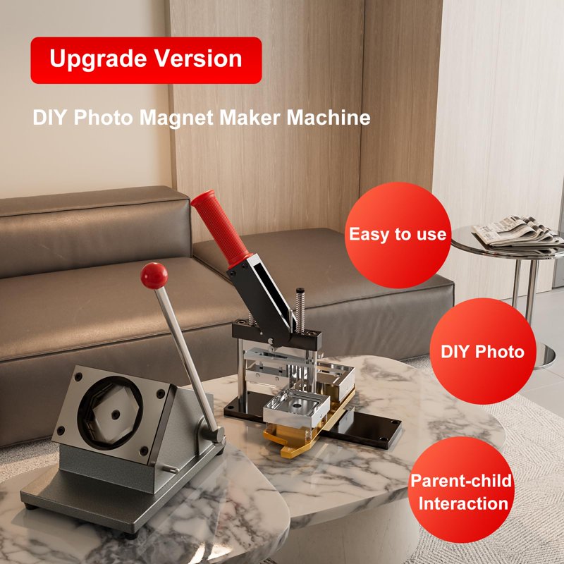 DIY Photo Magnet Maker Kit with Press Machine & 100 Materials - 2x2 Inch