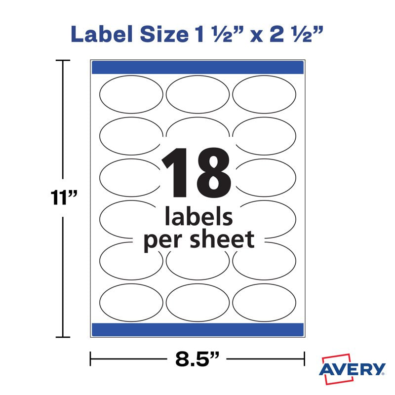 Printable Oval Labels White 1.5 x 2.5 Inches Glossy Pack of 180+