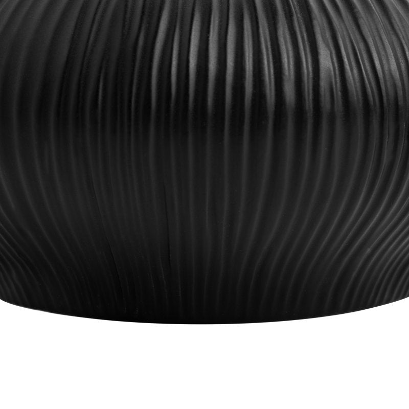 Black Ribbed Ceramic Decorative Vase - Modern Small Tabletop Accent, 4 inches