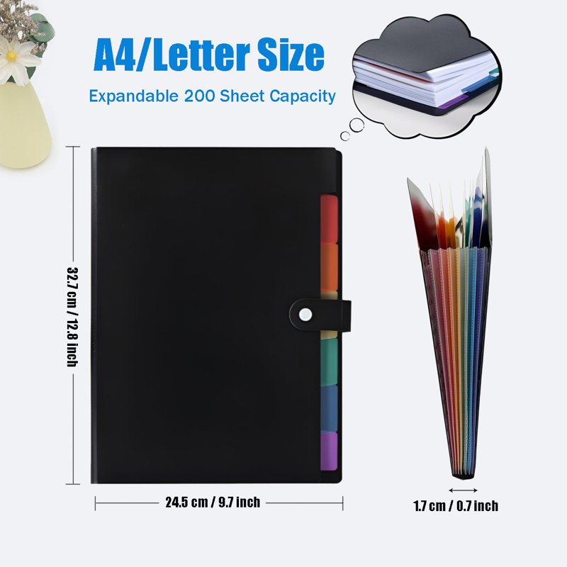 7-Pocket Expanding File Folder Organizer - Pack of 2 for Documents, Office & School Use