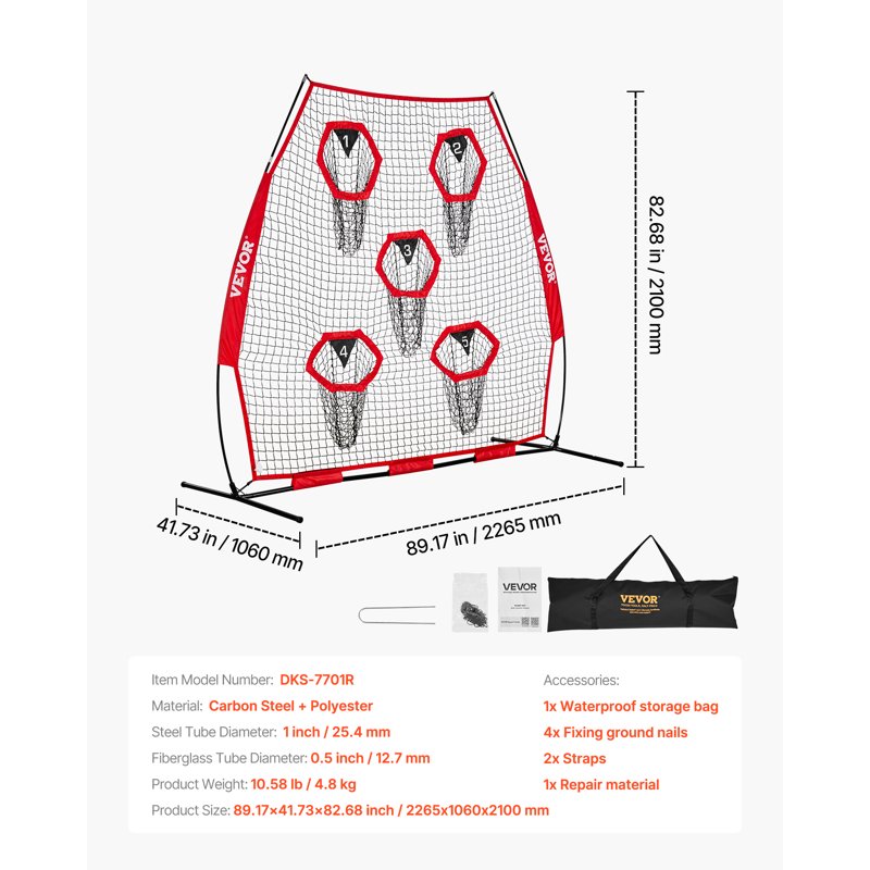 Football Throwing Net with Targets - 7x7 ft Portable Practice Equipment