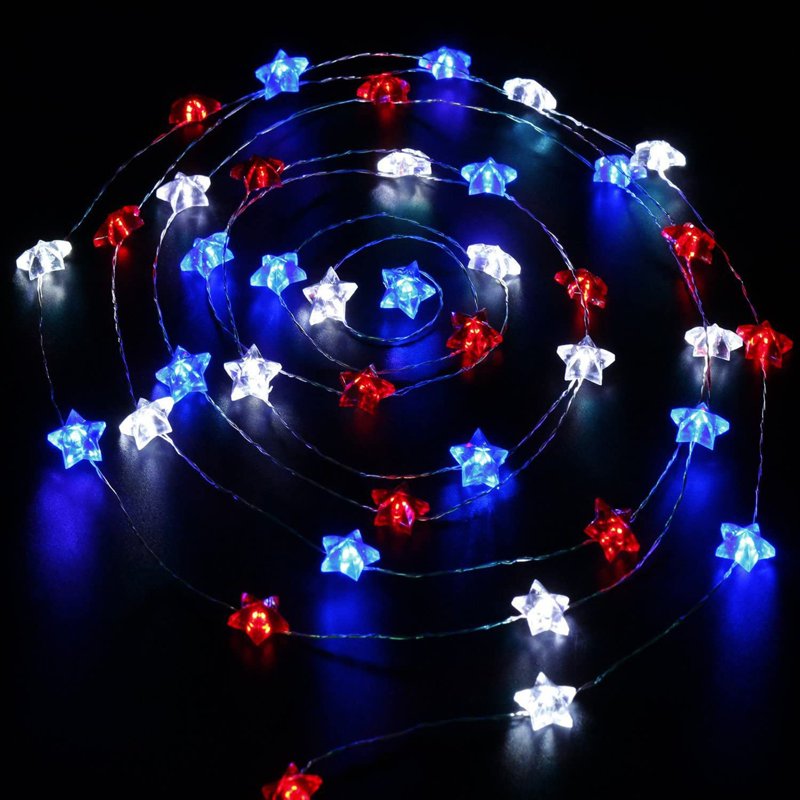 Patriotic LED String Lights for 4th of July Independence Day Outdoor Decor