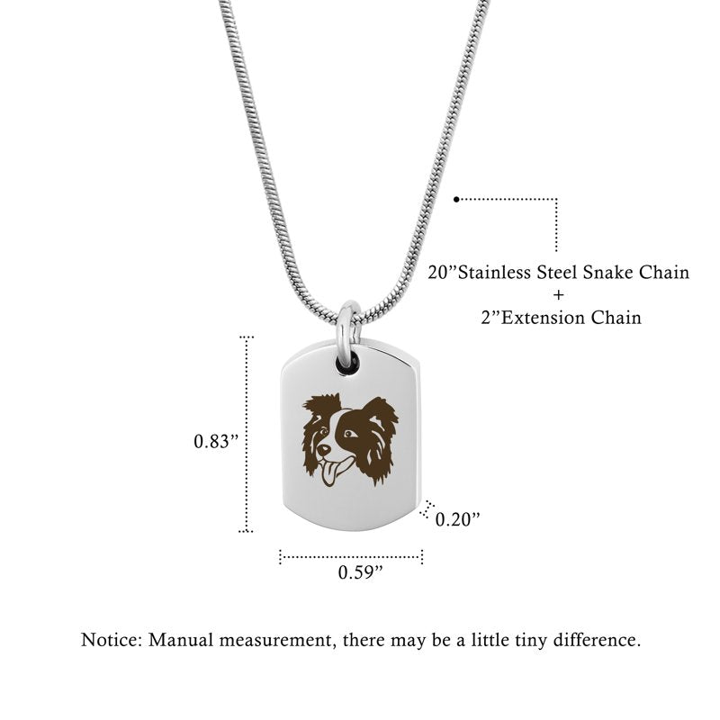 Pet Memorial Necklace for Ashes - Stainless Steel Dog Tag Keepsake Necklace