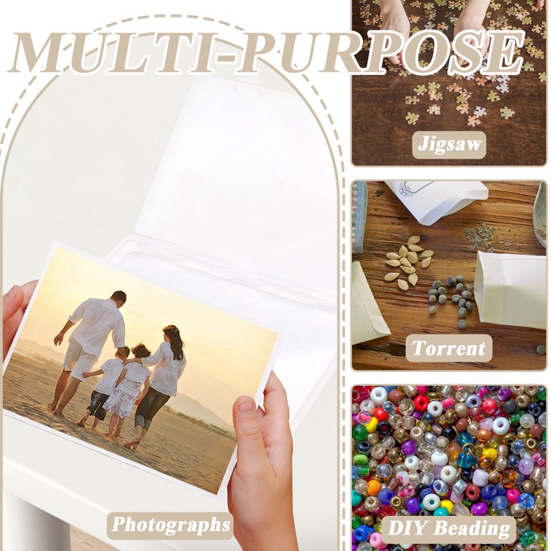 12 Pack Clear Plastic Photo Storage Boxes with Labels - 5x7 Inch Organizers for Photos, Crafts, Scrapbook Supplies