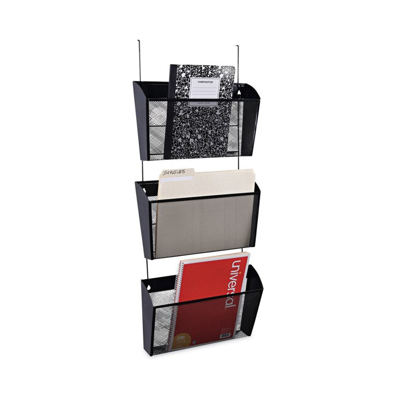 Mesh Wall File Organizer 3-Pack - Letter Size Black Office Storage