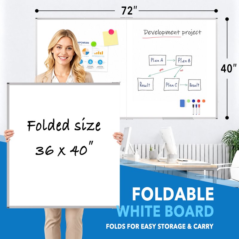 Magnetic Dry Erase Whiteboard Large 72x40 Inch with Aluminum Frame - Office & Classroom