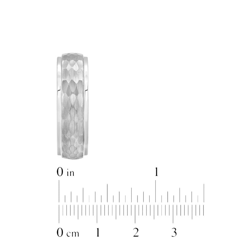 Men's Tungsten Hammered Finish Wedding Band - 8mm Wide