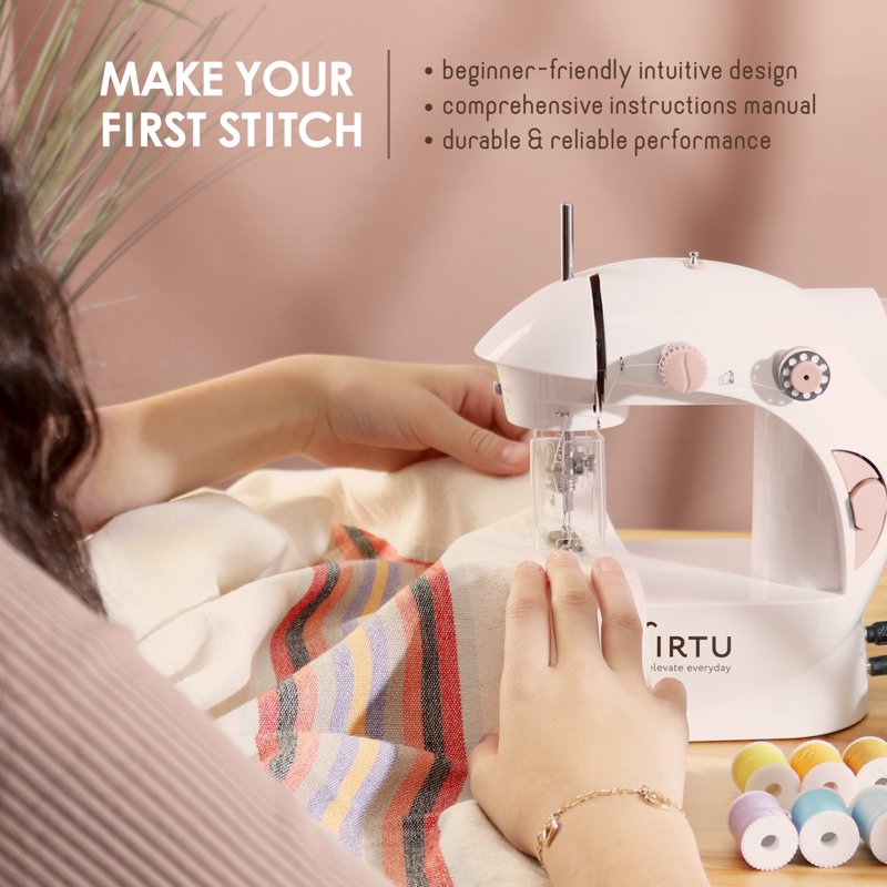 Mini Portable Sewing Machine Kit for Beginners & Kids - Craft Supplies Included