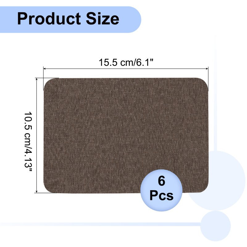 Fabric Repair Patches Linen Sofa Upholstery DIY Kit Dark Brown 6 Pack