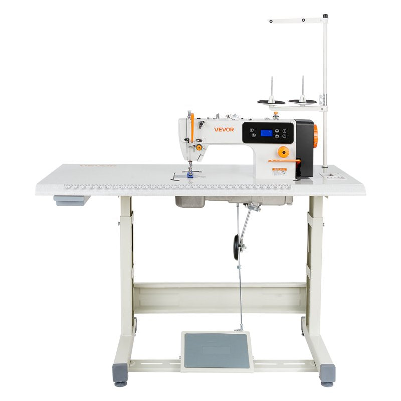 Industrial Sewing Machine 550W Lockstitch Set with LCD, Metal Frame, High Speed 5000 SPM