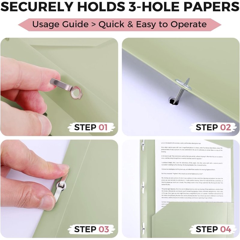 5 Pack Pastel Plastic Pocket Folders with 3 Prongs, Letter Size Office & School Organizers