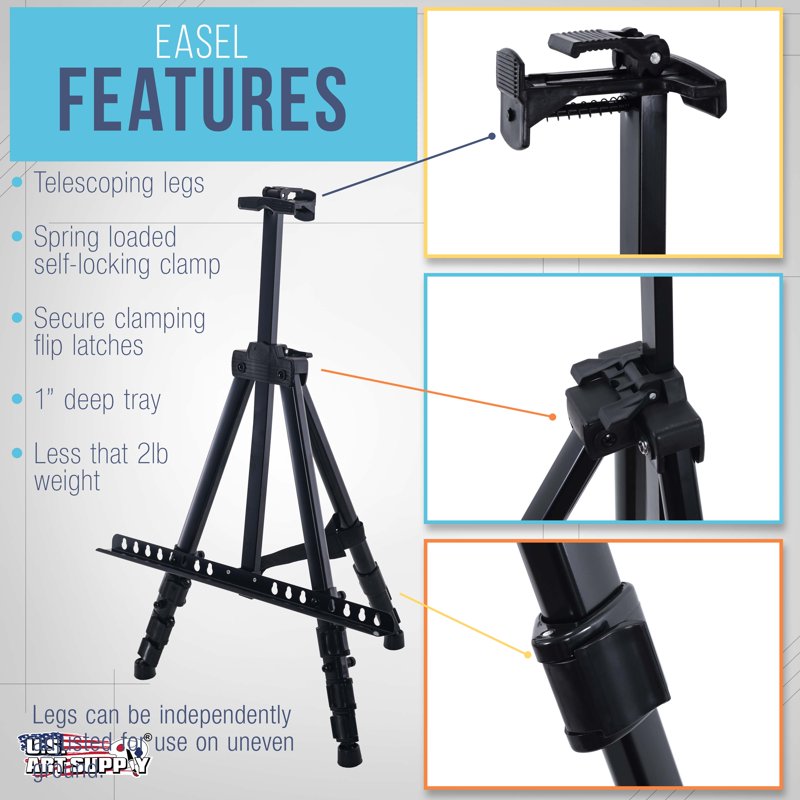 Adjustable Artist Easel Stand for Painting & Display - 66 Inch Aluminum Tripod
