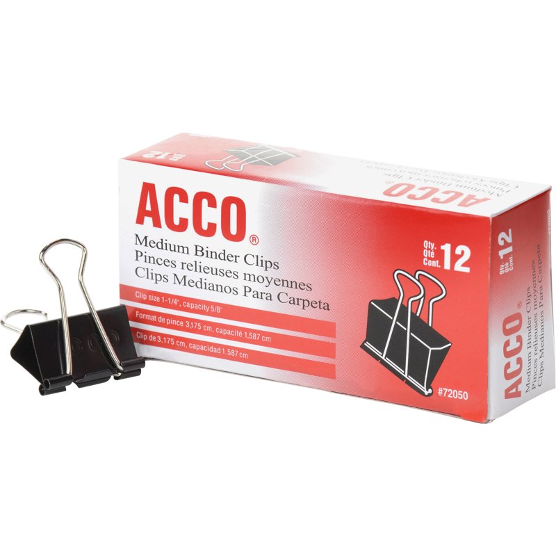 Medium Binder Clips Pack - Reusable Black Paper Clamps for Office & Organization