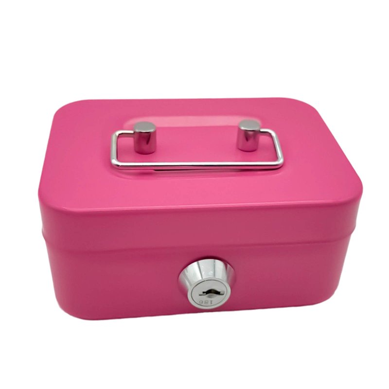 Small Metal Cash Box with Lockable Cover, Key Lock, Portable Money Organizer for Kids