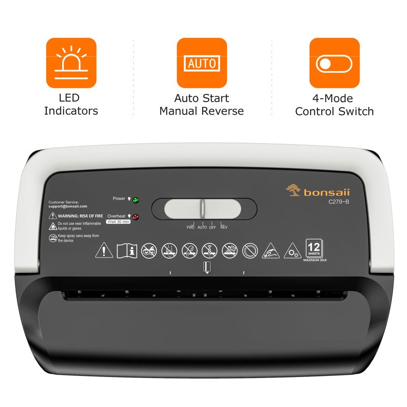 Cross Cut Paper Shredder for Home Office Security 12-Sheet Capacity
