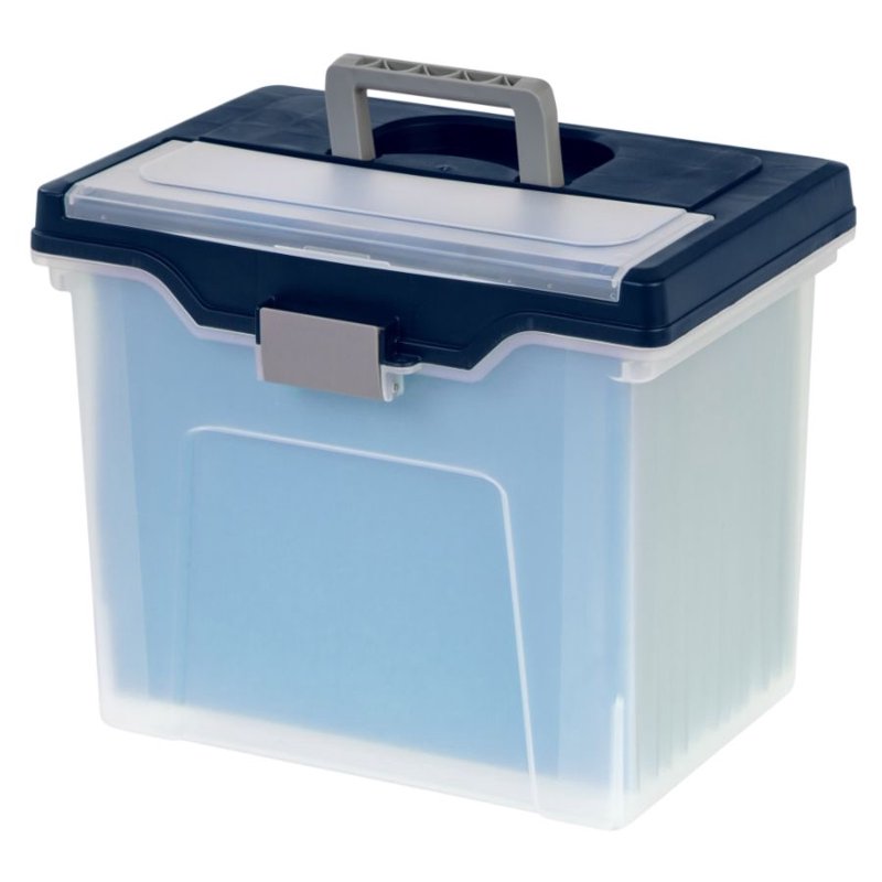 Large Mobile File Box with Lockable Lid - Letter Size, Clear Blue