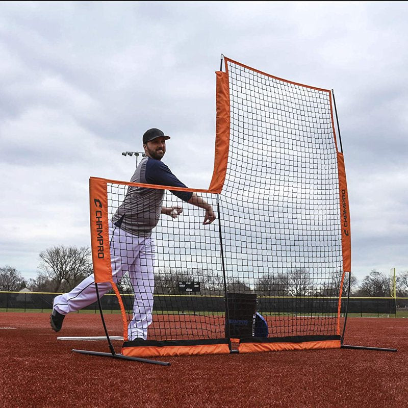 Portable Baseball Softball L-Screen with Carry Bag 7x7 ft Practice Shield