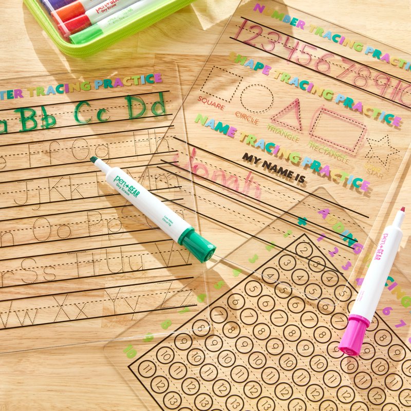 Educational Dry-Erase Learning Boards Set for Writing Math & Money Practice