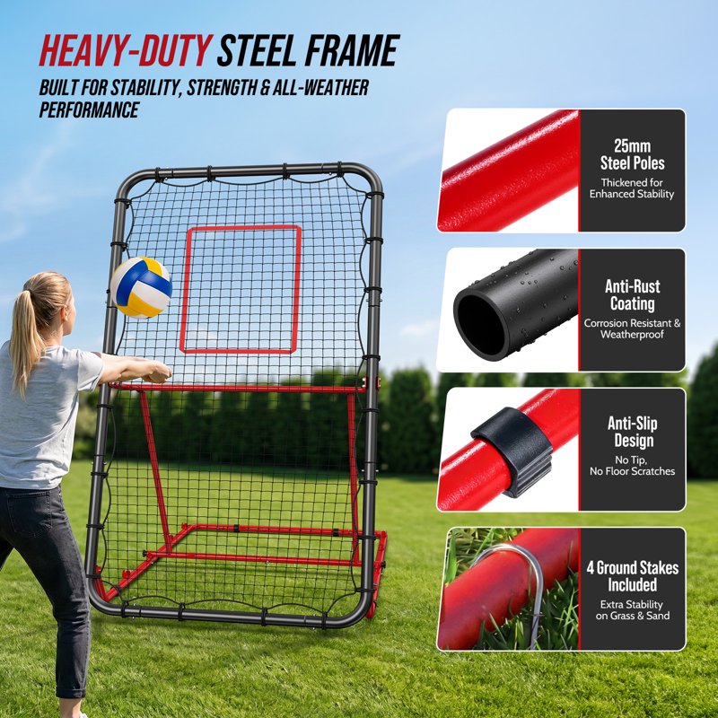 7x4 FT Volleyball Rebounder Net - Adjustable Training Equipment for Spiking, Passing & Serving