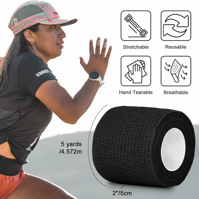 Self-Adherent Cohesive Bandages 12-Pack - Athletic Support Wraps 2" x 5 Yards