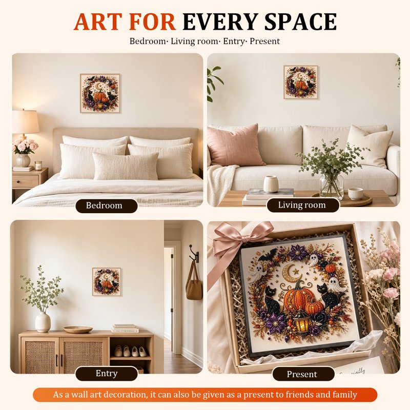 Halloween Ghost Pearl Art DIY Kit - Partial Drill Diamond Art Kit for Adults, Variation STYLE 3