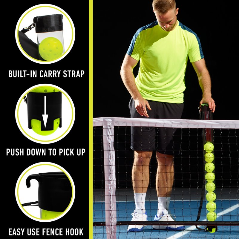 Pickleball Hopper Tube with Holder - Ball Picker Upper & Transport