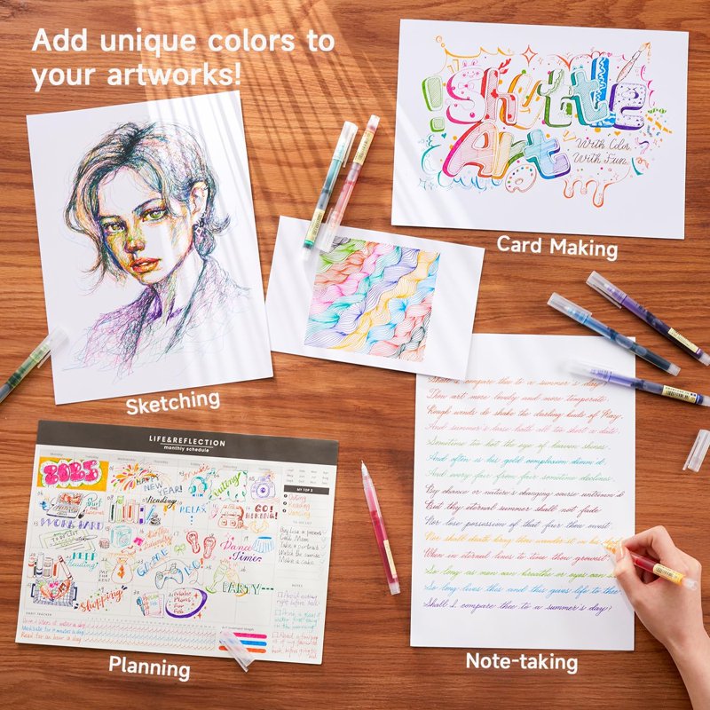 15 Colors Fine Tip Rollerball Pens Set - Quick-Drying Liquid Ink for Writing & Drawing