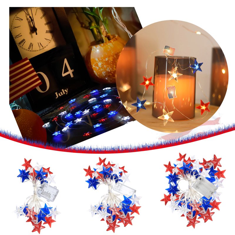 Patriotic LED String Lights for 4th of July Independence Day Outdoor Decor